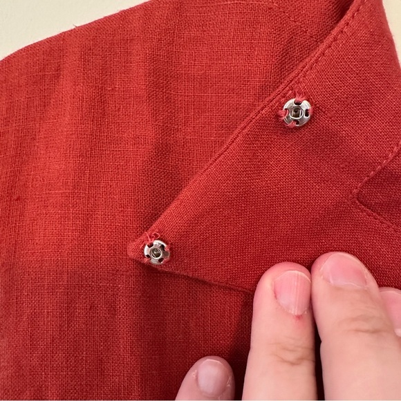 Jaeger London Vintage Linen Sleeveless Burnt Orange Shift Dress Size UK 10 US 8 - Picture 5 of 12